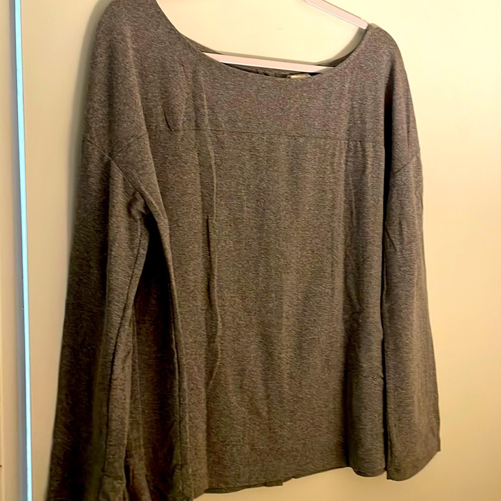 A New Day Grey Long Sleeve Shirt with Button Detail on back